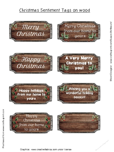 Christmas Sentiment Tags on Wood