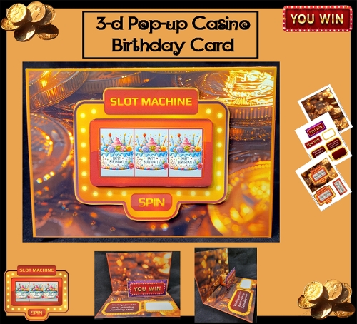3D Pop-up Casino Winner Birthday Card Mini Kit