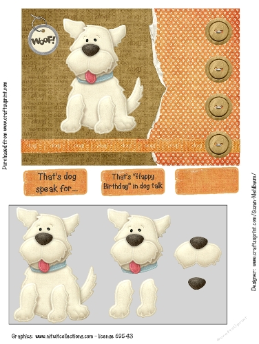 Dog Speak topper with decoupage