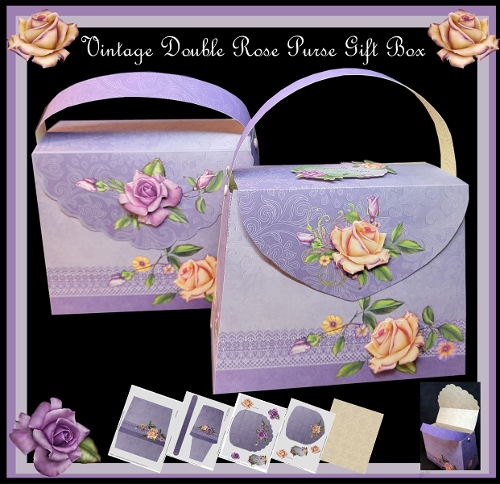 Vintage Double Rose Purse Gift Box