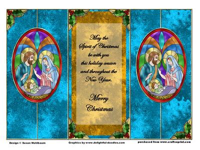 Christmas Family Tri Fold Stained Glass Foldback