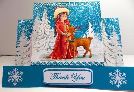 Winter Thanks Side Stepper with Pyramage and Decoupage