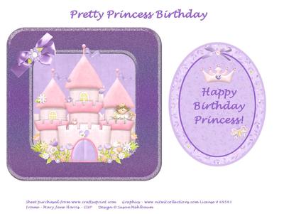 Pretty Princess Birthday Card Topper and Insert