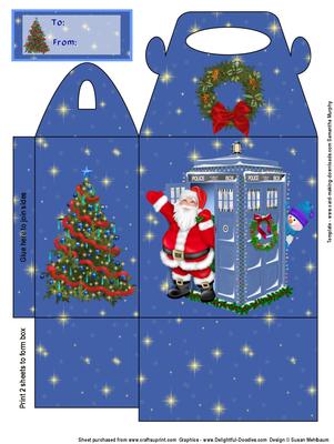 Santa's Tardis Gift Box and Tag