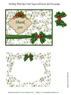 Christmas Thank You Card Topper with Insert and Decoupage