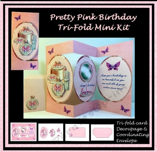Pretty Pink Birthday Wishes Tri-Fold Card Mini Kit