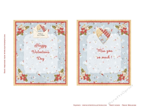 I Heart You Waterfall Card Valentines and Miss You Insert