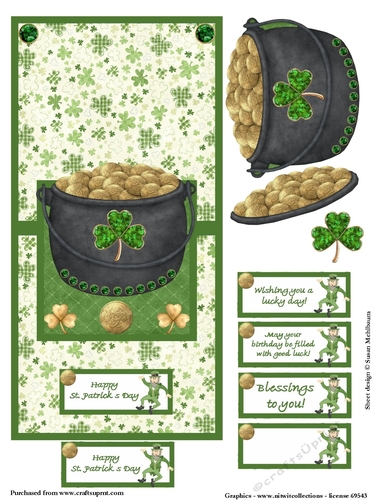 Pot of Gold Over the Edge card with decoupage