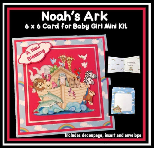 Noahs Ark 6 x 6 card for Baby Girl Mini Kit