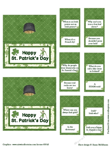 St. Patricks Day Bag topper and  Funny Mini wrappers