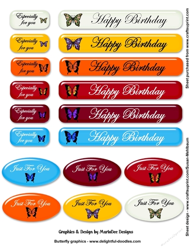 Butterfly Wishes Sentiment Tags