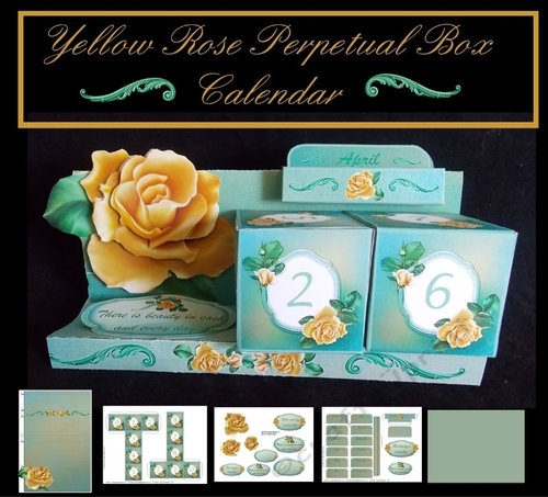 Yellow Rose Elegant Perpetual Box Calendar