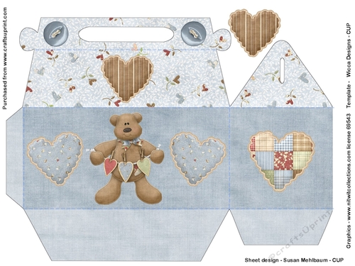 Warm Fuzzy Bear Heart felt Gable Box