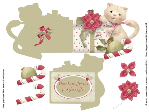 Kitty Kat Shaped Thank you Card