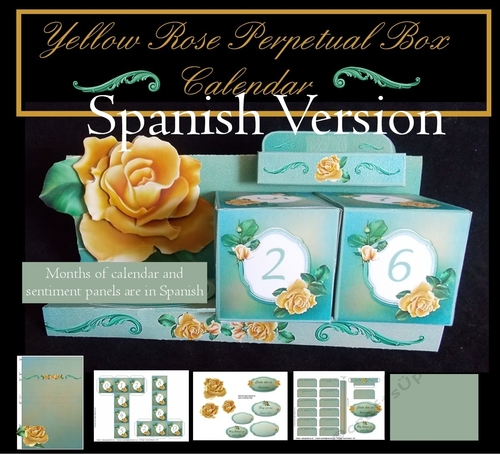 Spanish Version - Yellow Rose Elegant Perpetual Box Calendar Mini Kit