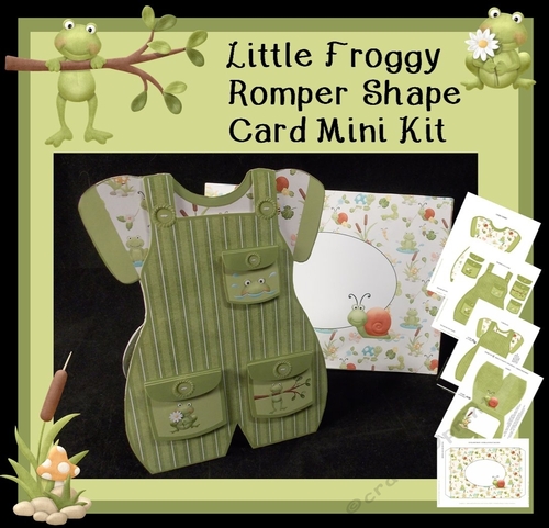 Little Froggy Romper Shape Card Mini Kit with Envelope and decoupage