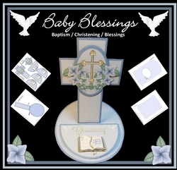 Baby Blessings Baptism, Blessings, Christening For Boy Cross Shape Card Mini Kit