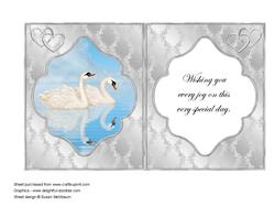 Sweet Swans Wedding or Anniversary Card Insert