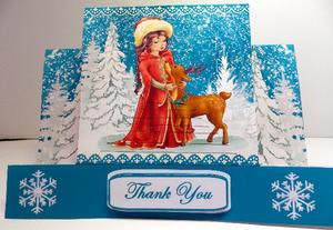 Winter Thanks Side Stepper with Pyramage and Decoupage