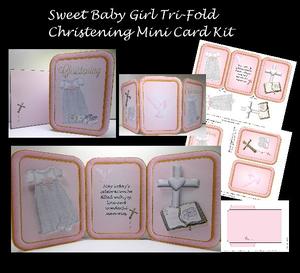 Sweet Baby Girl Tri-fold Christening Mini Card Kit