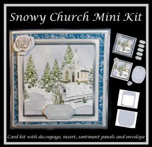 Snowy Church Scene Mini Kit with Decoupage and Envelope