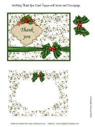 Christmas Thank You Card Topper with Insert and Decoupage