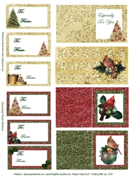 Glitter and Gold Christmas Gift and Name Tags