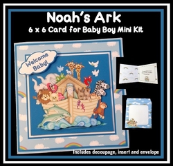 Noahs Ark 6 x 6 card for Baby Boy Mini Kit