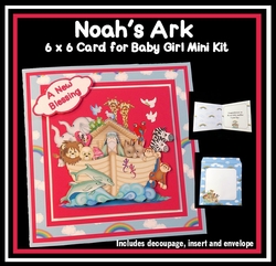 Noahs Ark 6 x 6 card for Baby Girl Mini Kit