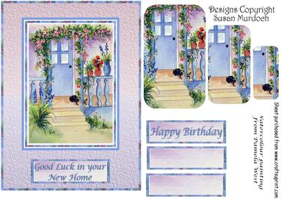 Cat on Porch - New Home or Birthday