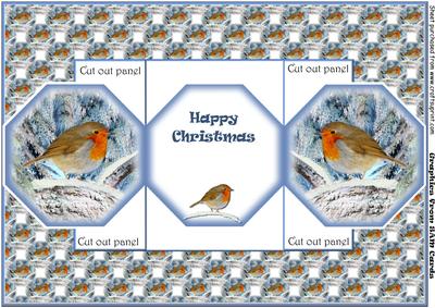 Christmas Robin Cut Out Panel Trifold Card - Sheet 1