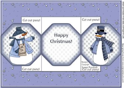 Snowmen Cut Out Panel Trifold Christmas Card - Sheet 1