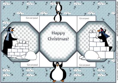 Penguins - Cut Out Panel Trifold Christmas Card - Sheet 1