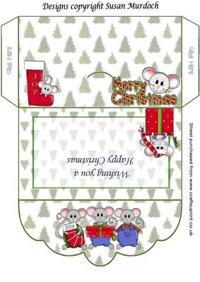 Gift Envelope/money Wallet - Christmas Mice with Presents