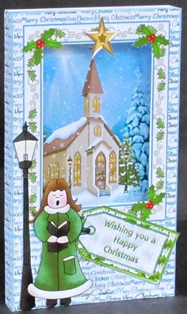 Christmas Church & Carol Singer Box Card Kit - Folds Flat