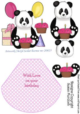 Birthday Panda Decoupage for Little Girl's Birthday