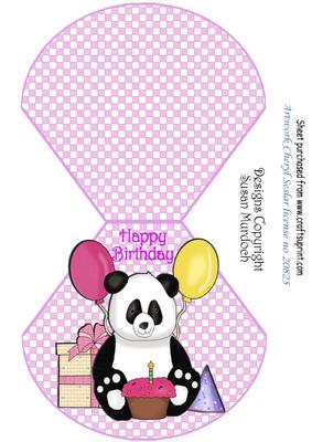 Wobble Birthday Card (for Little Girl) Panda & Birthday Cake