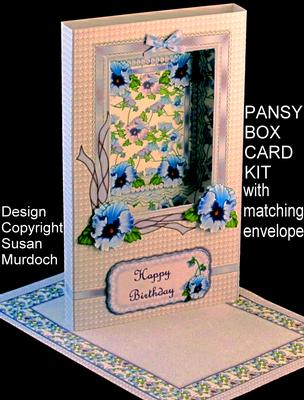 Pansies Box Card Kit (folds Flat) & Matching Envelope