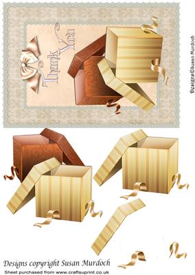 Thank You - Cream & Brown Gift Boxes in Lace