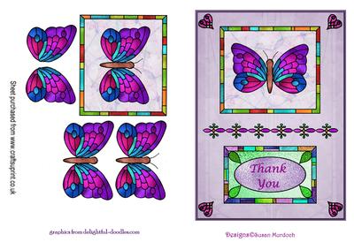 'stained Glass Butterfly' Thank You Card