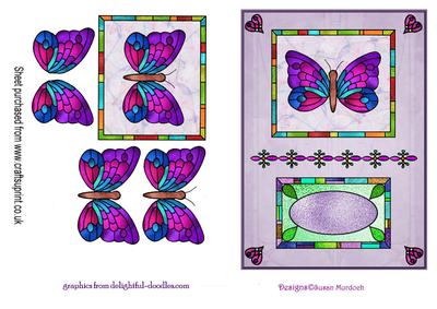 Stained Glass Butterfly Card - Blank