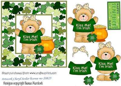 St Patrick's Day Female Bear Card
