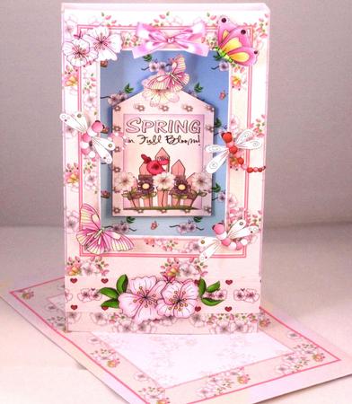 Cherry Blossom Box Card Kit (folds Flat) with Envelope