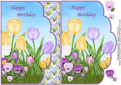 Tulips Scallop Envelope Card for Spring Birthday