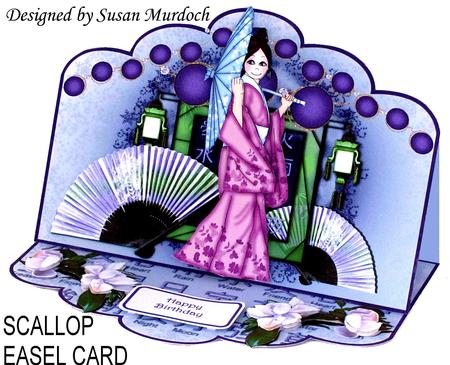 Oriental Lady - Scallop Easel Card Kit