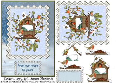 Robins Card Front - 'from Our House to Yours'