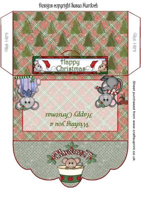 Gift Envelope/money Wallet - Cheers! Christmas Mice