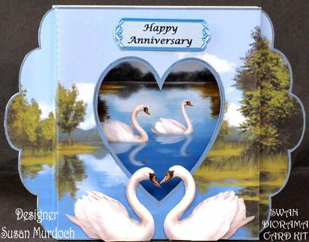 Swan Diorama Anniversary Card Kit - with Matching Envelope