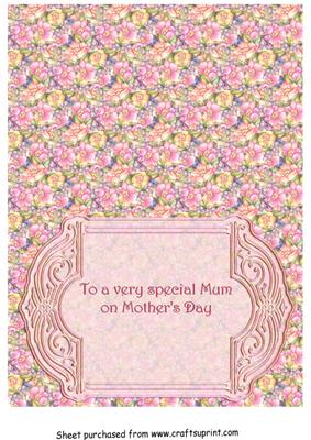 Insert Sheet to Match Floral Envelope Flap Card Mother's Day
