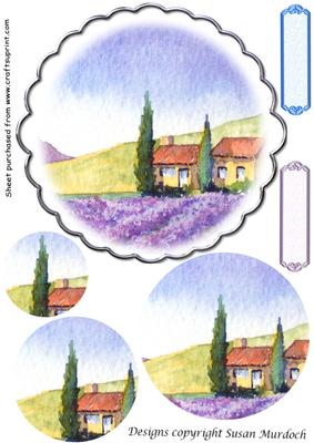 Lavender Field Circlular Card Front - with Pyramage Layers